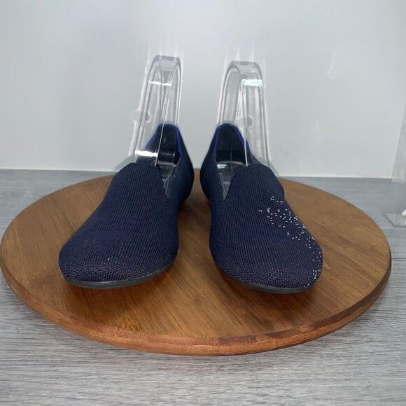 Rothys Pisces Zodiac Loafers Size 8.5 Dark Blue Silver Threading Slip On Round - Picture 7 of 12